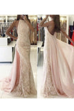 Halter Prom Dresses Tulle With Applique Sweep Train Open Back