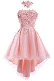 A Line Halter Tulle With Applique Asymmetrical Homecoming