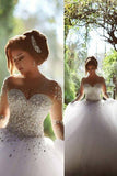Scoop Wedding Dresses A Line With Beading Floor-Length