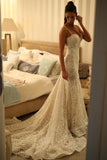 Luxurious Lace Wedding Dresses Mermaid Straps Court