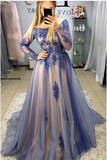 A-Line Long Sleeves Sweep Train Prom Dresses With STAPB3SD2T7