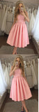 Charming Lace A-line Satin Knee Length Homecoming Dresses