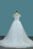 Off The Shoulder A Line Wedding Dresses Tulle With Applique
