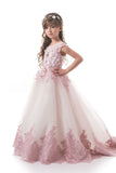 Tulle Flower Girl Dresses Scoop With Applique And Handmade Flowers