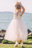 Cap Sleeves Lace Top Tulle Skirt Flower Girl Dresses, Beach Cute Little Girl Dresses STA15567