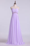 Sweetheart Neckline Ruched Upper Bodice Prom Gown Chiffon Floor