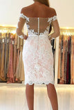 Boat Neck Homecoming Dresses Lace With Applique And Beads
