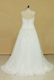 Plus Size Sweetheart Tulle With Applique Court Train A Line Wedding Dresses