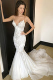 Mermaid Wedding Dresses Spaghetti Straps With Applique And Beads