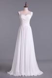 Spaghetti Straps A Line Pleated Bodice Full Length Dress With Shirred Chiffon