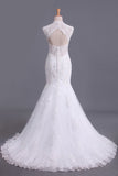 Hot Mermaid/Trumpet Wedding Dresses With Applique & Beads Open Back