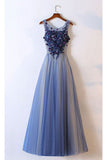 New Arrival Prom Dresses Scoop Tulle With Applique A Line Lace