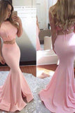 Mermaid Satin Two Pieces Prom Dresses With STAPTHSHZA6