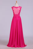 V-Neck A-Line/Princess Prom Dress With Beads & Applique Tulle And