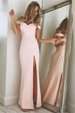 Off The Shoulder Pink Long Prom Dresses Evening Dresses Party