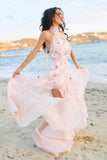Halter Backless Chiffon Beach Wedding Dresses With Appliques
