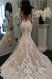 Mermaid/Trumpet Long Sleeves Court Train Tulle With Applique Zipper