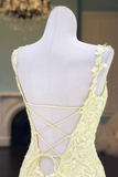 Spaghetti Straps Appliques Mermaid Prom Dress Ruffle Skirt Formal STAPEY5G4CG