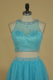 Two Pieces A Line Short/Mini Homecoming Dresses Scoop Tulle With