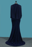 High Neck Spandex Mermaid Evening Dresses With Beading Sweep