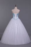 Sweetheart Prom Dresses A Line Floor Length Beaded Bodice With Tulle
