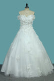 Off The Shoulder Tulle A Line Wedding Dresses With Applique And
