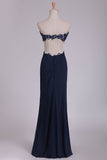 Prom Dresses Sweetheart Sheath With Applique And Slit Floor