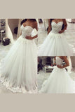 Sweetheart Wedding Dresses A Line Tulle With Applique Chapel