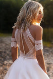 Sexy Lace Appliques High Neck Country Wedding Dresses, Beach Bridal Dresses STA15528