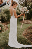 Formal White Round Neck Wedding Dress