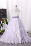 Ball Gown Scoop Tulle Flower Girl Dresses With Sash/Belt