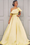 Charming One Shoulder Prom Dress A Line Cheap Satin Formal STAPGA3RNC6
