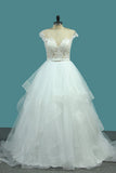 Bateau A Line Tulle Wedding Dresses With Applique And