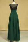 Prom Dresses Scoop A Line With Ruffles & Applique Floor Length New