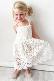 Cute Spaghetti Straps Lace Appliques Flower Girl Dresses, Child Dresses STA15137