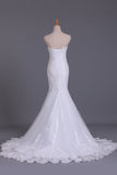 Wedding Dresses Strapless Mermaid Chapel Train With Applique Lace