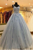 Ball Gown Straps Long Prom Dress Appliques Quinceanera STAPKS9FELB