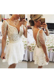 Homecoming Dresses A Line Scoop Lace With Beads And