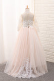 Ball Gown Scoop Long Sleeves Flower Girl Dresses Tulle With