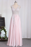 New Arrival A Line Scoop Chiffon Bridesmaid Dresses With Applique And
