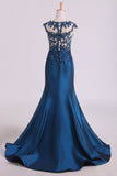 Prom Dresses V Neck Mermaid With Beading And Applique
