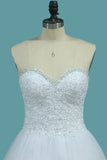 Sweetheart A Line Tulle Wedding Dresses Beaded