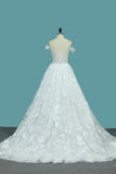 Off The Shoulder A Line Lace Wedding Dresses With Applique Chapel