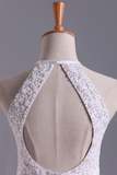 White Halter Homecoming Dresses A-Line Tulle Short/Mini Beaded
