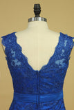 Sheath/Column Evening Dresses Off The Shoulder Lace With Ribbon Dark Royal