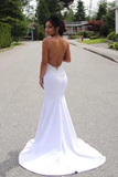Spaghetti Straps Mermaid Wedding Dress With Appliques Sexy Backless Bridal STAPGZT9APS