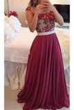 Chiffon Scoop With Applique And Beads Prom Dresses A