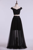 Two Pieces Prom Dresses Tulle A Line With