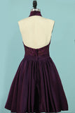 High-Neck Short/Mini Homecoming Dresses A Line Satin & Lace With Detachable