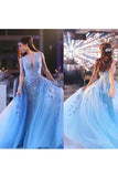 Scoop Prom Dresses Mermaid Tulle With Applique Sweep